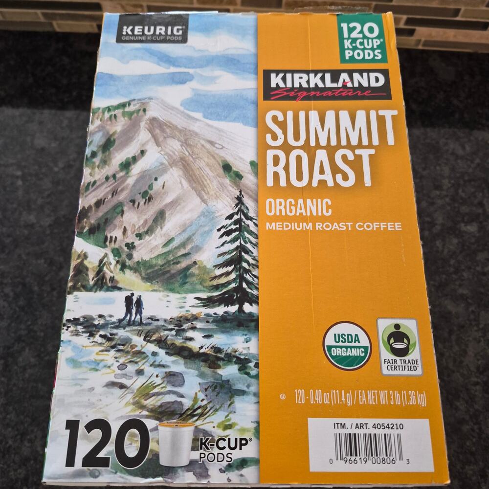 NEW Kirkland Signature Keurig Organic coffee Summit Medium Roast K-Cup Pods 120